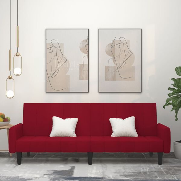 vidaXL Slaapbank 2-zits fluweel wijnrood