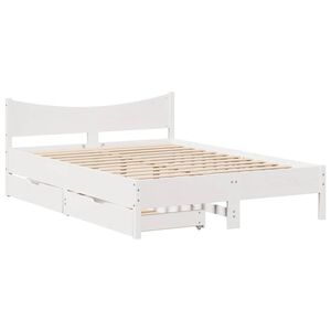 vidaXL Bedframe met lades massief grenenhout wit 135x190 cm