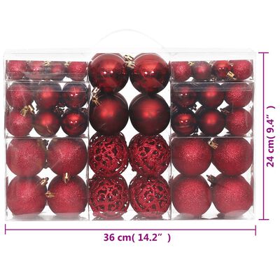 vidaXL Kerstballen 100 st 3/4/6 cm wijnrood