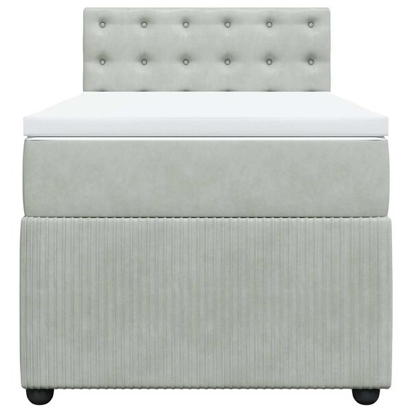 vidaXL Boxspring met matras fluweel lichtgrijs 80x200 cm