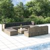 vidaXL 11-delige Loungeset met kussens poly rattan grijs