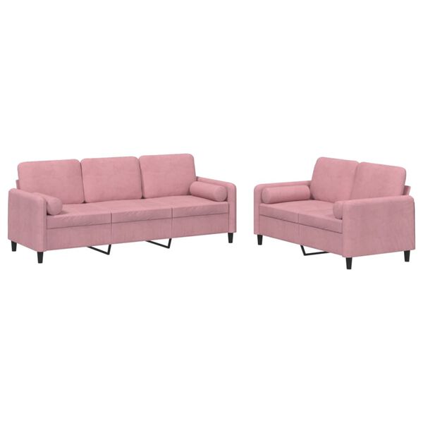 vidaXL 2-delige Loungeset met kussens fluweel roze