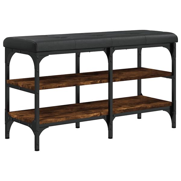 vidaXL Schoenenbank 82x32x47 cm bewerkt hout gerookt eikenkleurig