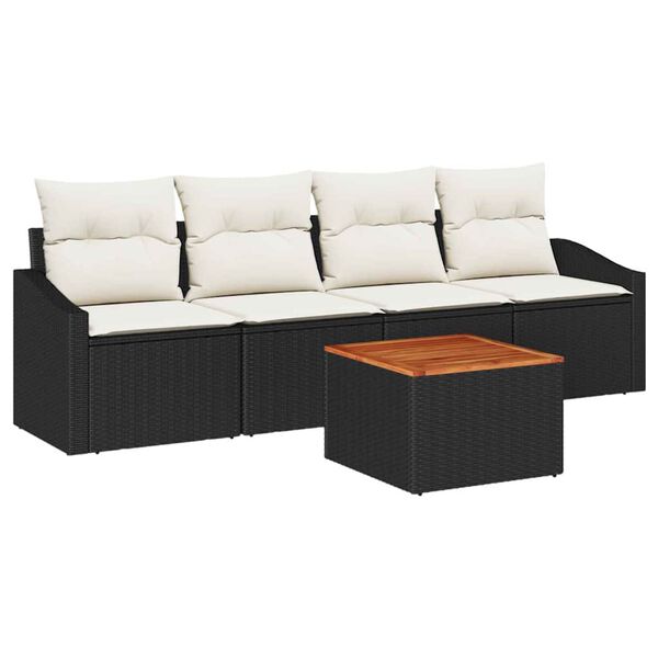 vidaXL Tuin Sofa Set 5 pcs Zwart en wit