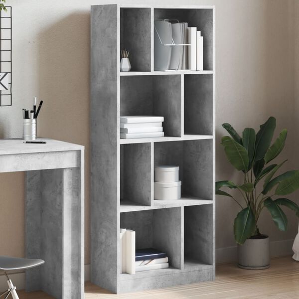 vidaXL Boekenkast 57x28,5x141 cm bewerkt hout betongrijs