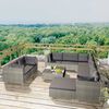vidaXL 10-delige Loungeset met kussens poly rattan grijs