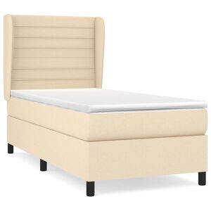 vidaXL Boxspring met matras stof cr&egrave;mekleurig 80x200 cm