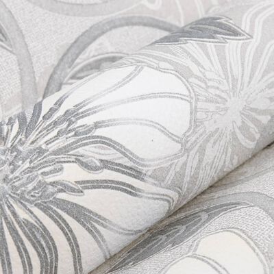 vidaXL Behang 3D bloemenpatroon grijs