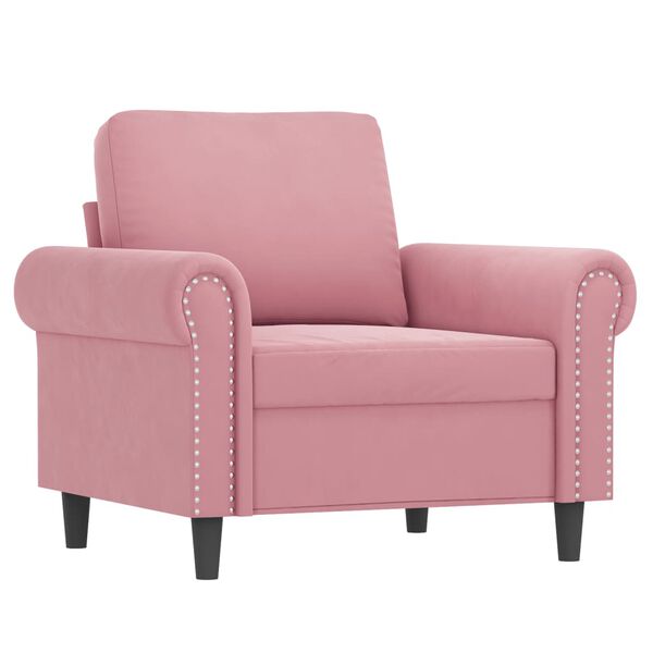 vidaXL Fauteuil met voetenbank 60 cm fluweel roze