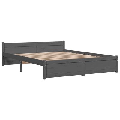 vidaXL Bedframe massief hout grijs 150x200 cm