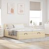 vidaXL Ottoman bed met matrassen en LED's 200x200cm stof cr&egrave;mekleurig