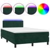vidaXL Boxspring met matras en LED fluweel donkergroen 120x190 cm