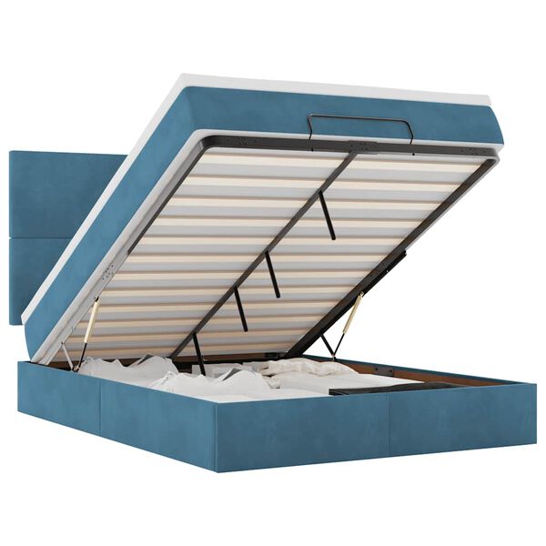 vidaXL Ottoman bed met matrassen 140x190cm fluweel donkerblauw