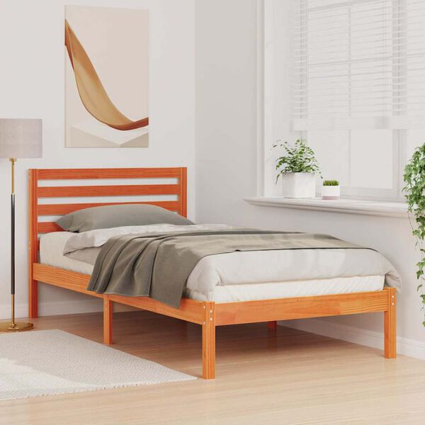 vidaXL Bedframe met hoofdeinde Wasbruin 80 x 200 cm Massief grenenhout