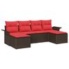 vidaXL Tuin Sofa Set met kussen 6 pcs Bruin poly rattan