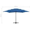 vidaXL Parasol 4-laags met aluminium paal 250x250 cm azuurblauw