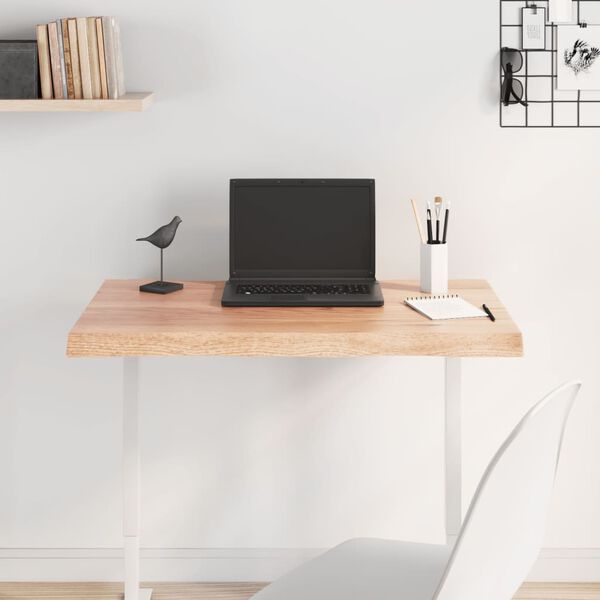 vidaXL Tafelblad natuurlijke rand 80x60x(2-4) cm eikenhout lichtbruin