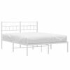 vidaXL Bedframe met hoofdbord metaal wit 160x200 cm