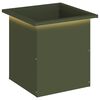 vidaXL Plantenbak met led Olijfgroen 40 x 40 x 40 cm Staal