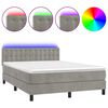 vidaXL Boxspring met matras en LED fluweel lichtgrijs 140x190 cm