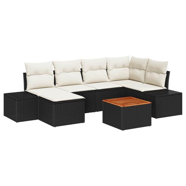 vidaXL Tuin Sofa Set 7 pcs Zwart en wit