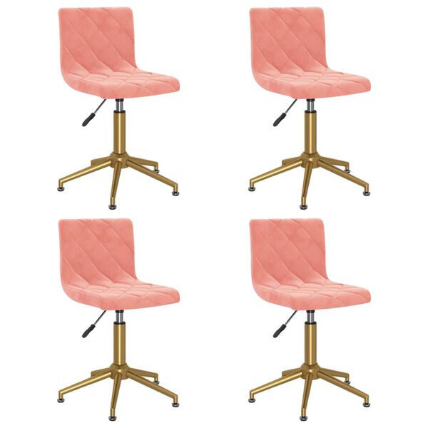 vidaXL Eetkamerstoelen draaibaar 4 st fluweel roze