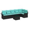 vidaXL Tuin Sofa Set met kussen 7 pcs Zwart poly rattan
