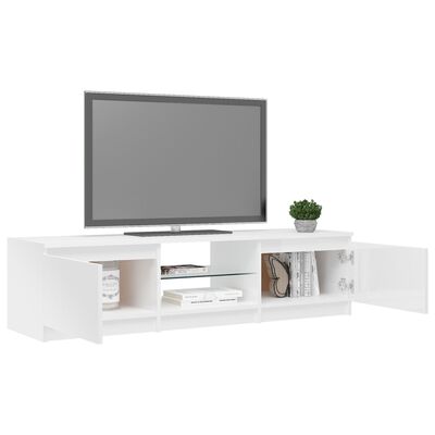 vidaXL Tv-meubel met LED-verlichting 140x40x35,5 cm hoogglans wit