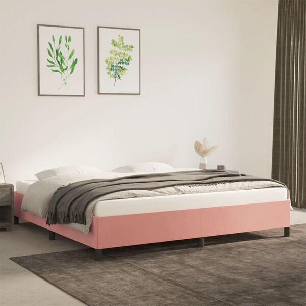 vidaXL Bedframe fluweel roze 200x200 cm