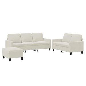 vidaXL 3-delige Loungeset met kussens fluweel cr&egrave;mekleurig
