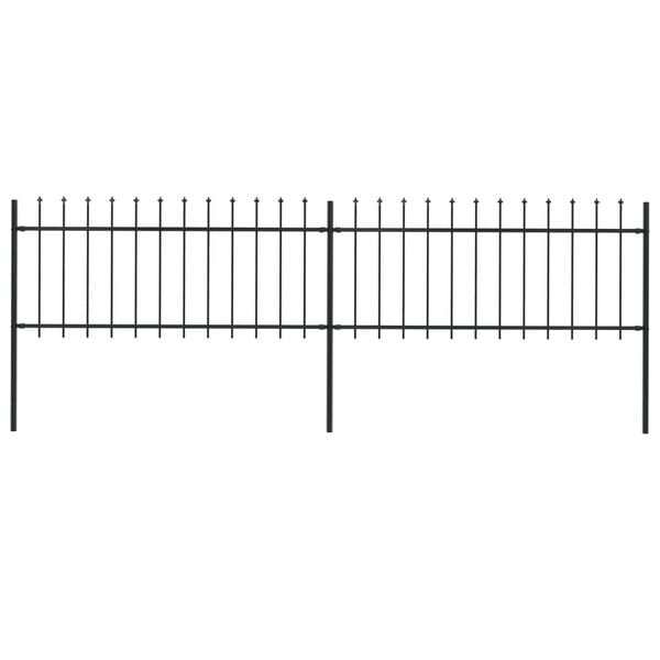 vidaXL Tuinhek met speerpunt staal 359x80 cm zwart