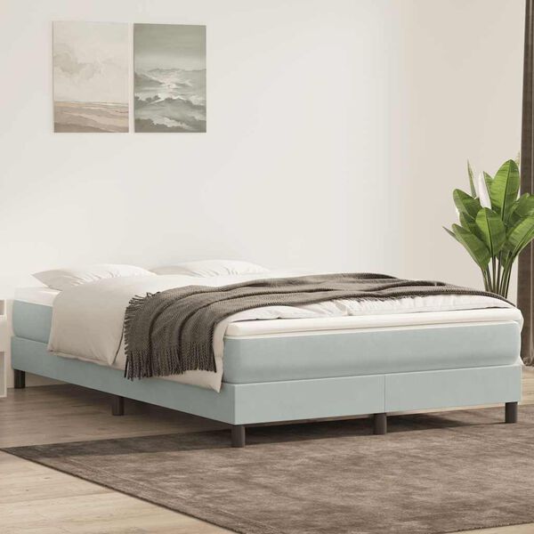 vidaXL Boxspring zonder matras fluweel lichtgrijs 160x220 cm