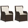vidaXL Tuinstoelen 2 st verstelbaar met kussens poly rattan bruin