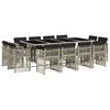 vidaXL 13-delige Tuinset met kussens poly rattan lichtgrijs