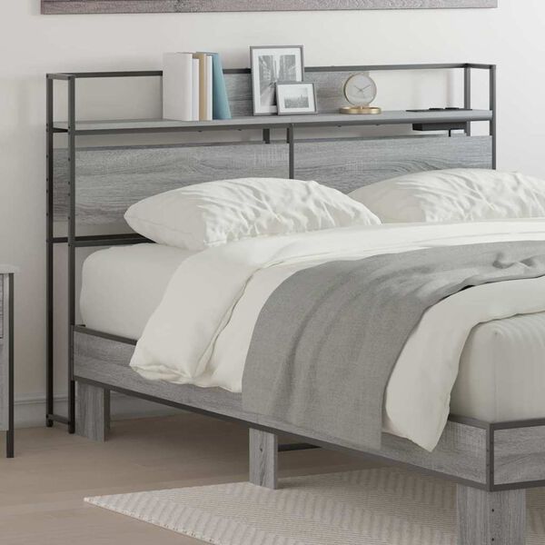 vidaXL Opberghoofdbord met plank Grijs sonoma 135 cm Bewerkt hout