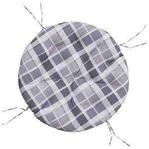 vidaXL Zitkussen rond ruitpatroon &Oslash; 100x11 cm oxford stof grijs