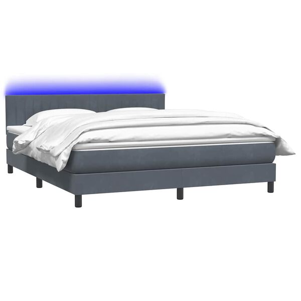 vidaXL Boxspring met matras en LED fluweel donkergrijs 180x210 cm