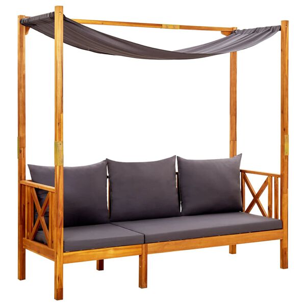 vidaXL Tuinbank met tafel en voetenbanken massief acaciahout