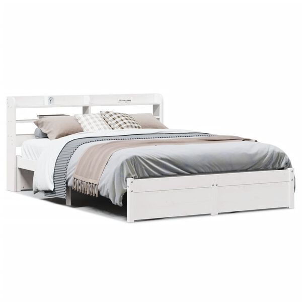 vidaXL Bedframe met hoofdeinde zonder matras 160x200 cm wit