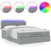 vidaXL Ottoman bed met matras en LED's 140x200cm stof lichtgrijs