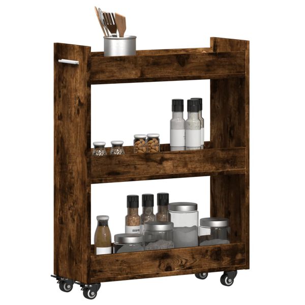 vidaXL Kast met wieltjes 60x22x79 bewerkt hout gerookt eikenkleurig