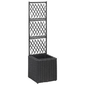 vidaXL Latwerkplantenbak verhoogd met 1 pot 30x30x107 cm rattan zwart