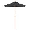 vidaXL Parasol met houten paal 196x231 cm zwart
