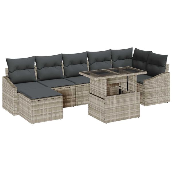 vidaXL Tuin Sofa Set met kussen 8 pcs Licht Grijs en Donker Grijs