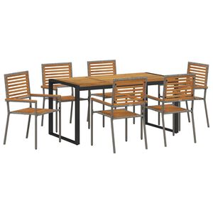 vidaXL Tuin eettafelset 7 pcs Grijs en Bruin poly rattan