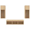vidaXL 5-delige Tv-wandmeubelset met LED bewerkt hout sonoma eiken
