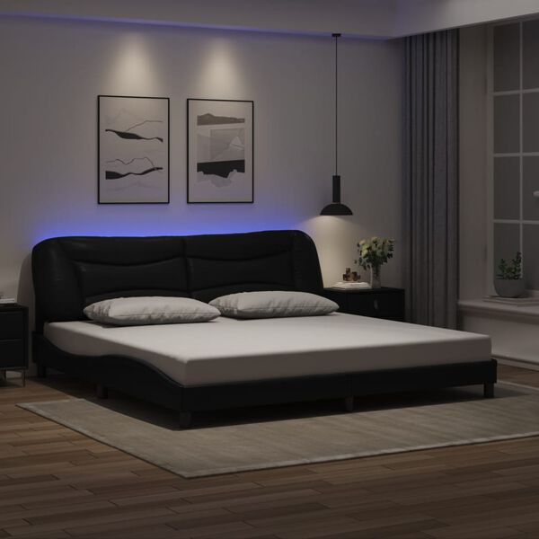 vidaXL Bedframe met LED zonder matras "Hvar" zwart 200x200 cm