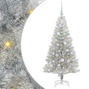 vidaXL Kerstboom met 150 LED met standaard Zilver 120 cm PET