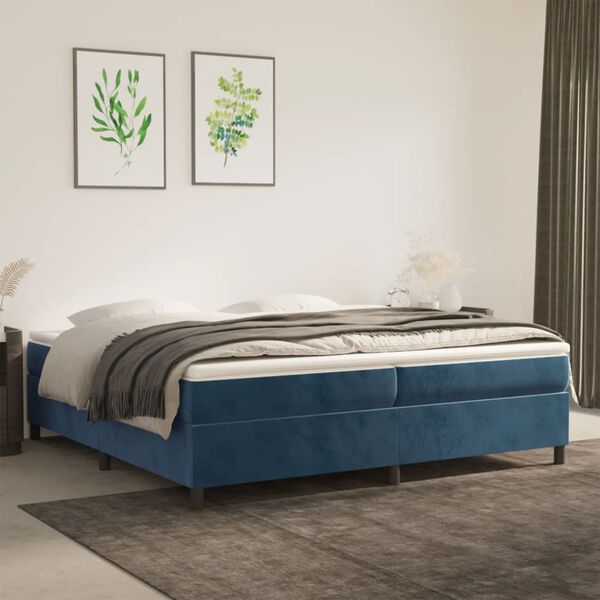 vidaXL Boxspring bed 200x200 cm fluweel donkerblauw