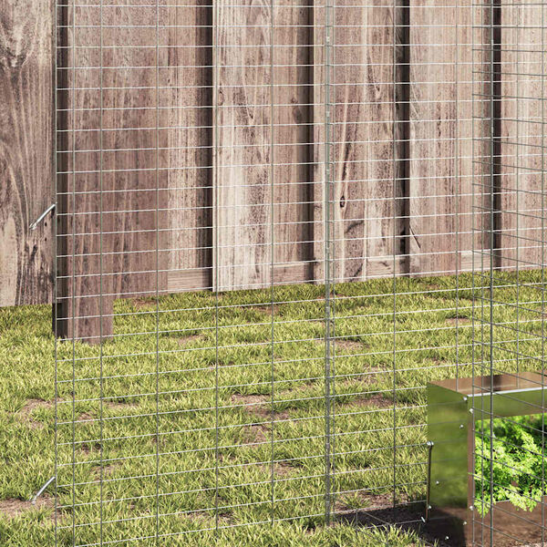 vidaXL Konijnenkooi Zilver 400 x 100 x 210 cm Gegalvaniseerd staal